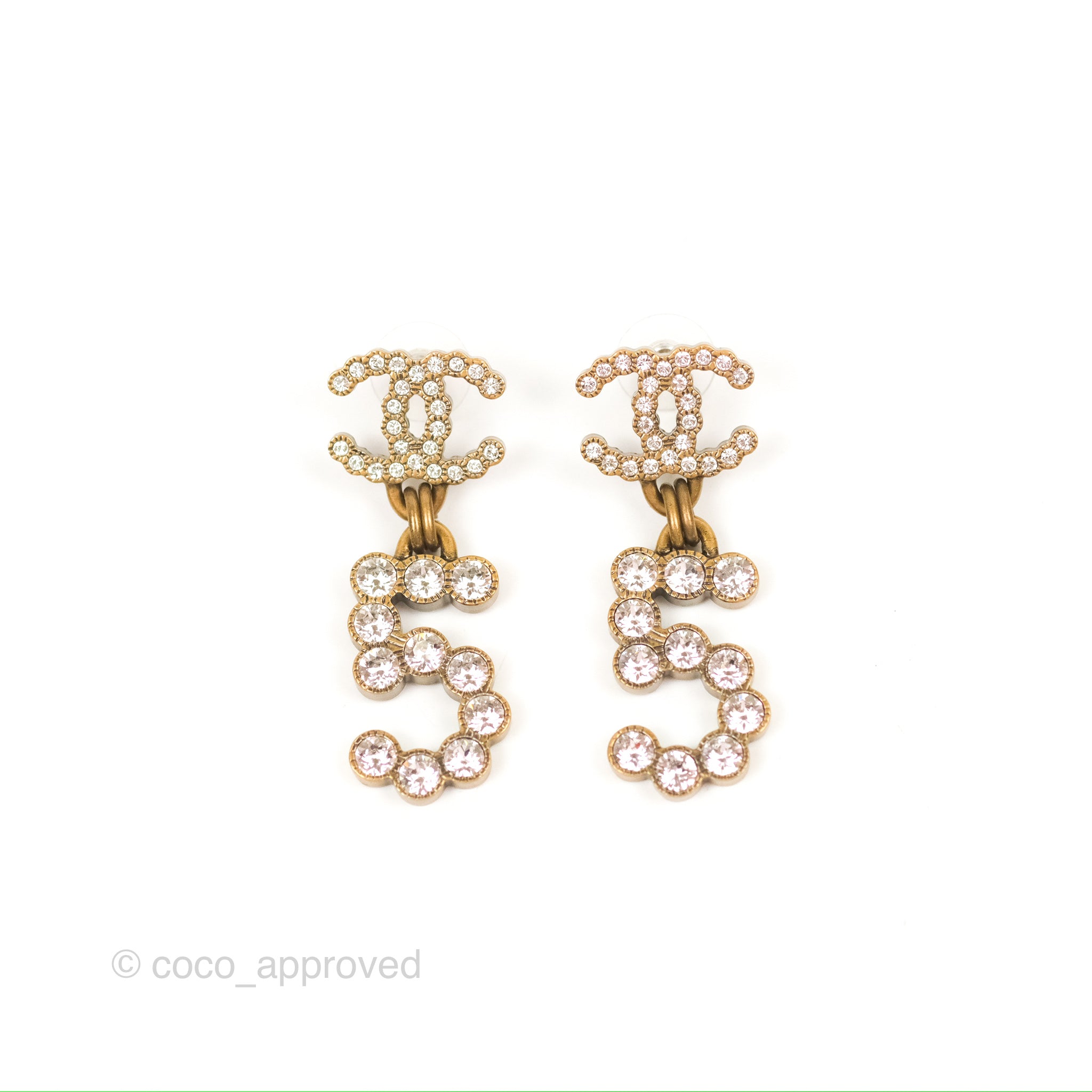 Chanel Crystal Large CC Earrings Gold