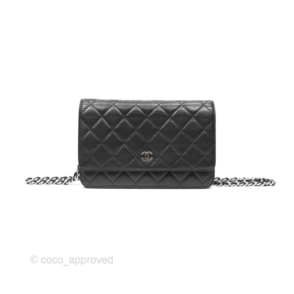 Chanel Quilted Wallet on Chain WOC Black Lambskin Palladium Hardware