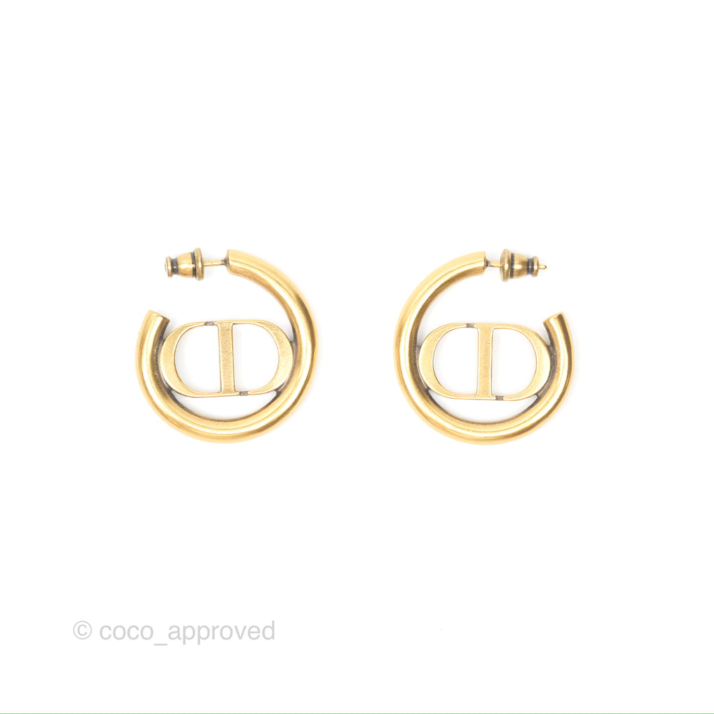 Christian Dior 30 Montaigne Hoop Earrings Gold Tone 