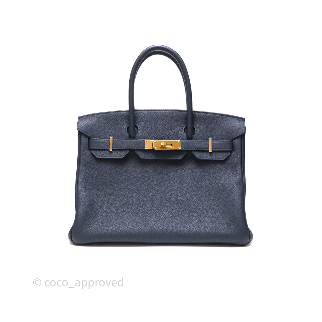 Hermès Birkin 30 Retourne Bleu Nuit 2Z Togo Gold Hardware