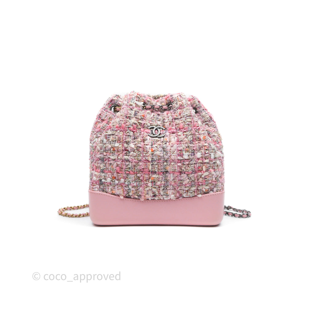 Chanel Gabrielle Small Backpack Pink Tweed Aged Calfskin