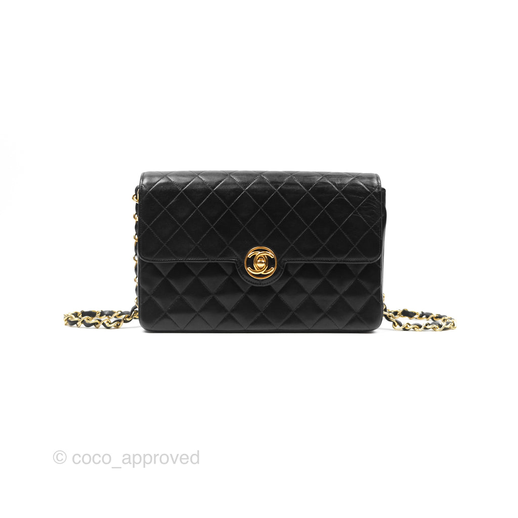 Chanel Vintage Mini Circled CC Flap Bag Black Lambskin 24K Gold Hardware