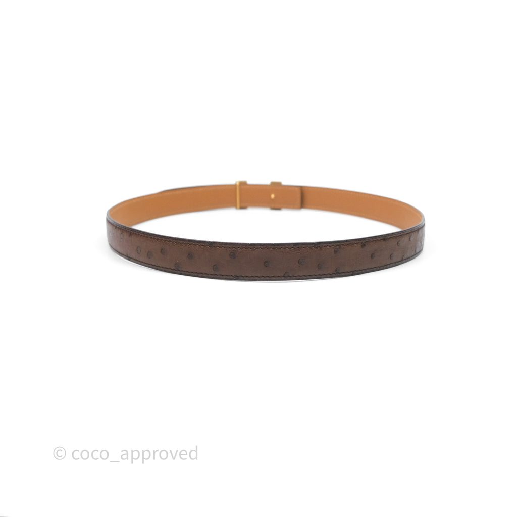 Hermès H Belt Buckle Ostrich Leather Brown Size 80
