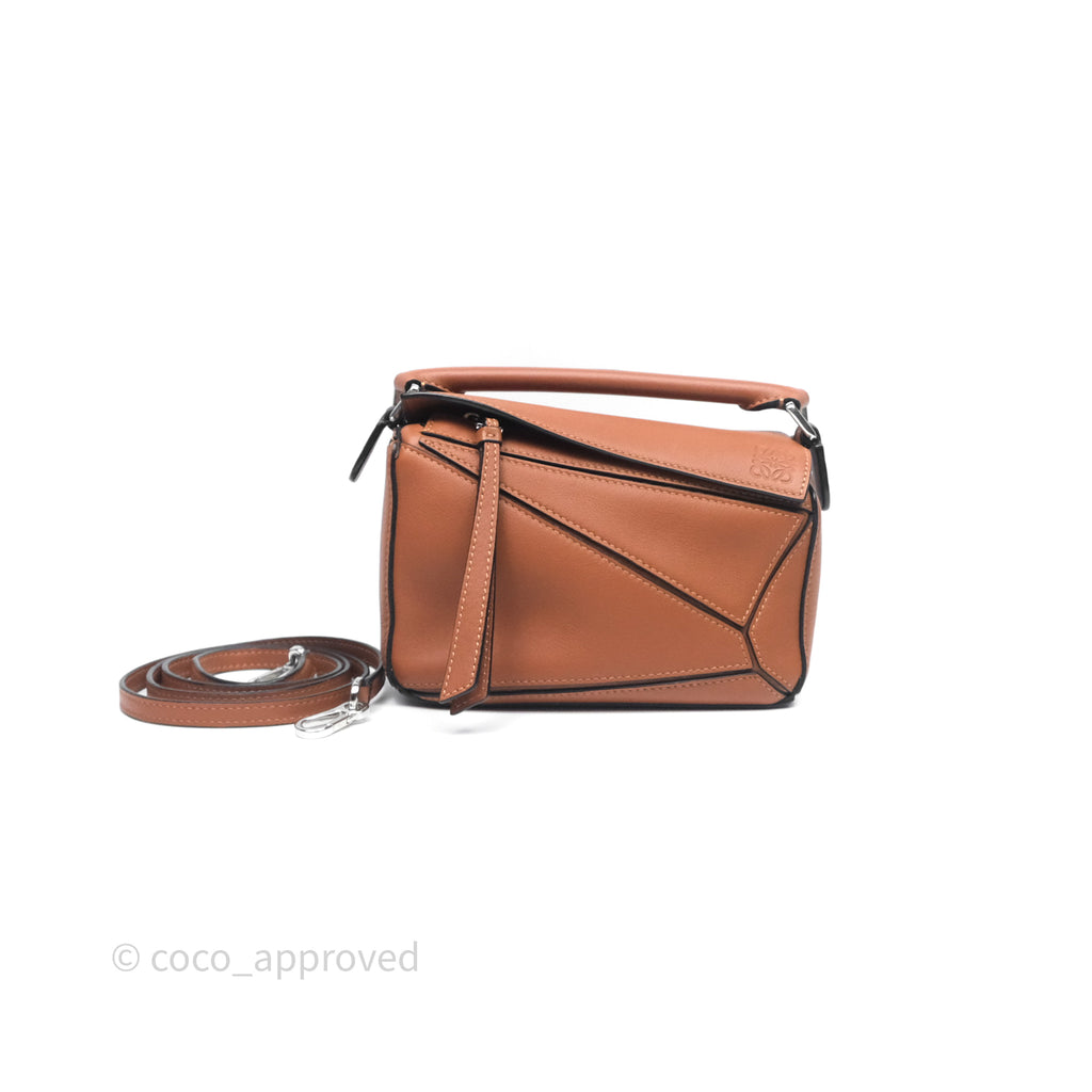 Loewe Mini Puzzle Bag Tan Calfskin Palladium Hardware