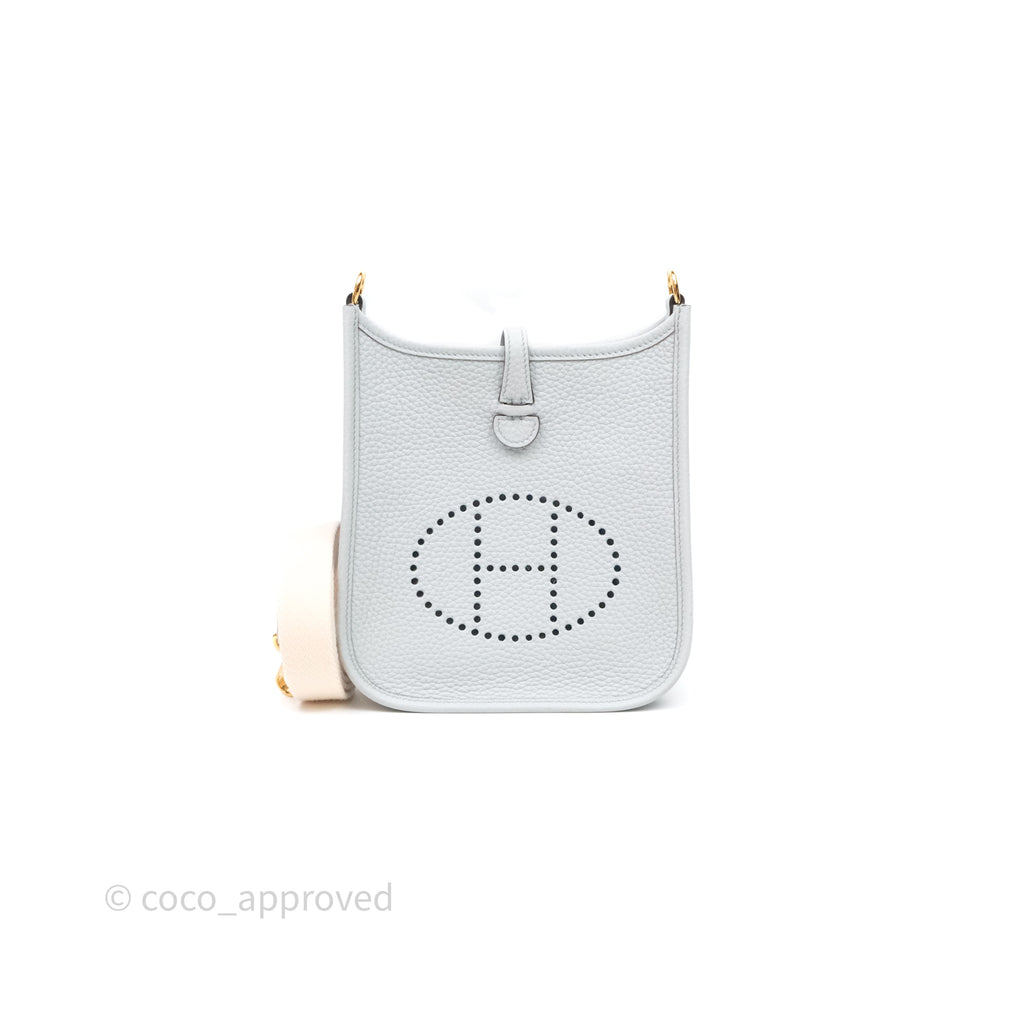 Hermès Mini Evelyne 16 Bleu Pale 08 Clemence Gold Hardware