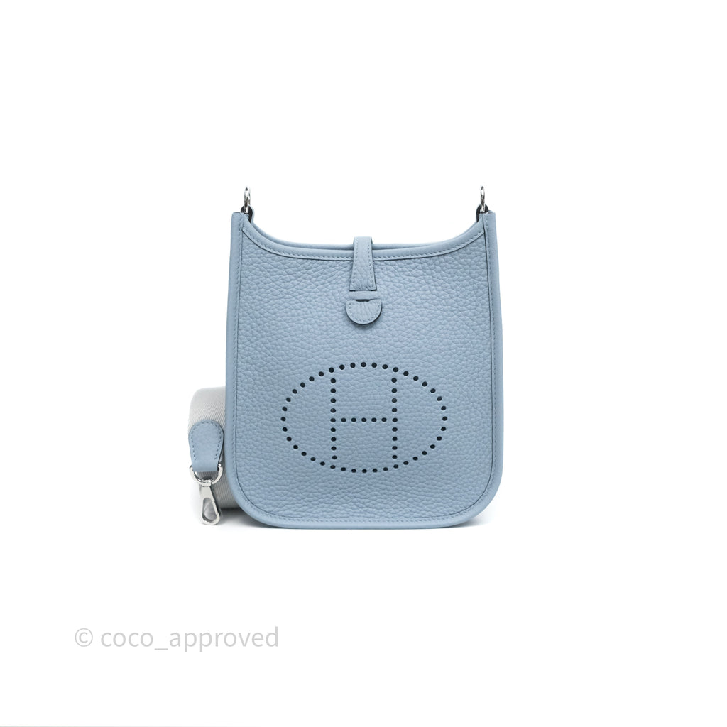 Hermès Mini Evelyne 16 Amazone Bleu Lin Taurillon Clemence Palladium Hardware
