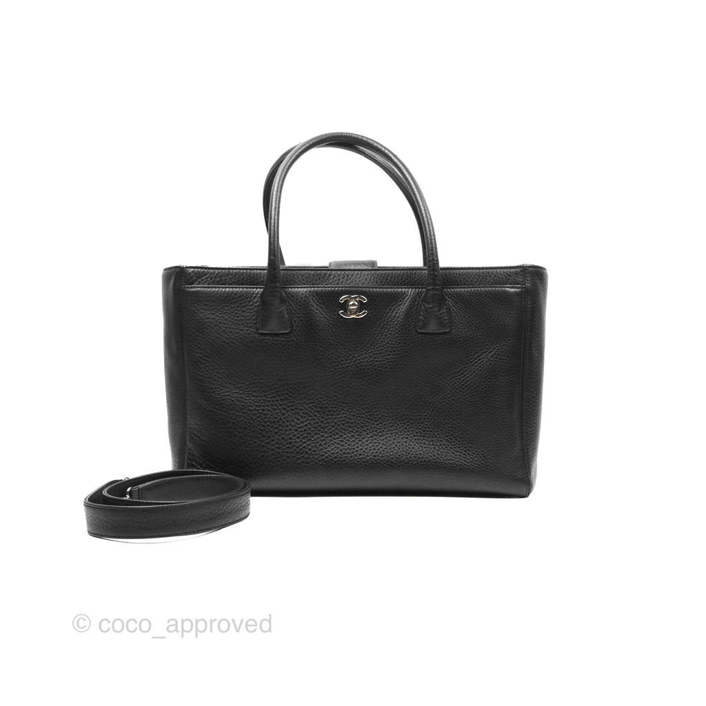 Chanel Executive Tote Bag Black Grained Calfskin Silver Hardware