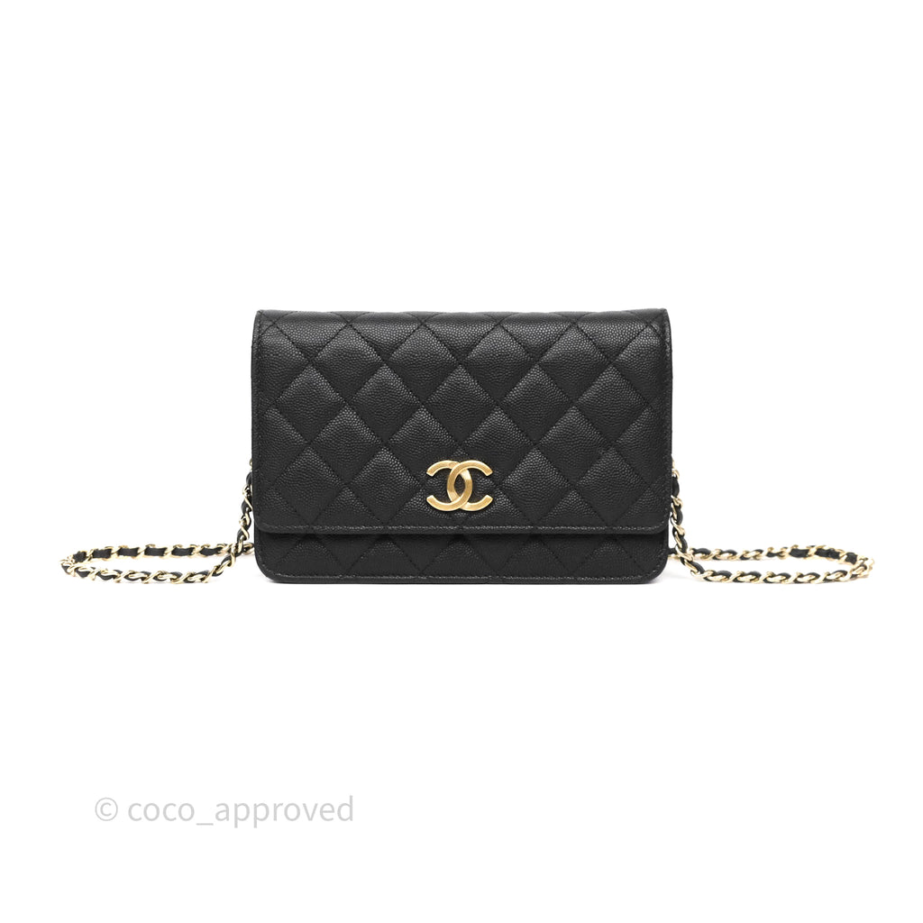 Chanel Wallet On Chain WOC Black Caviar Gold Hardware 23C