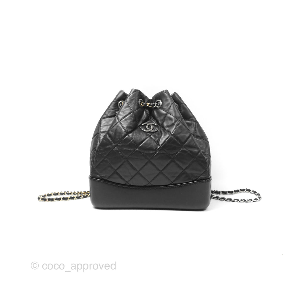 Chanel Small Gabrielle Backpack Quilted Black Aged Calfskin