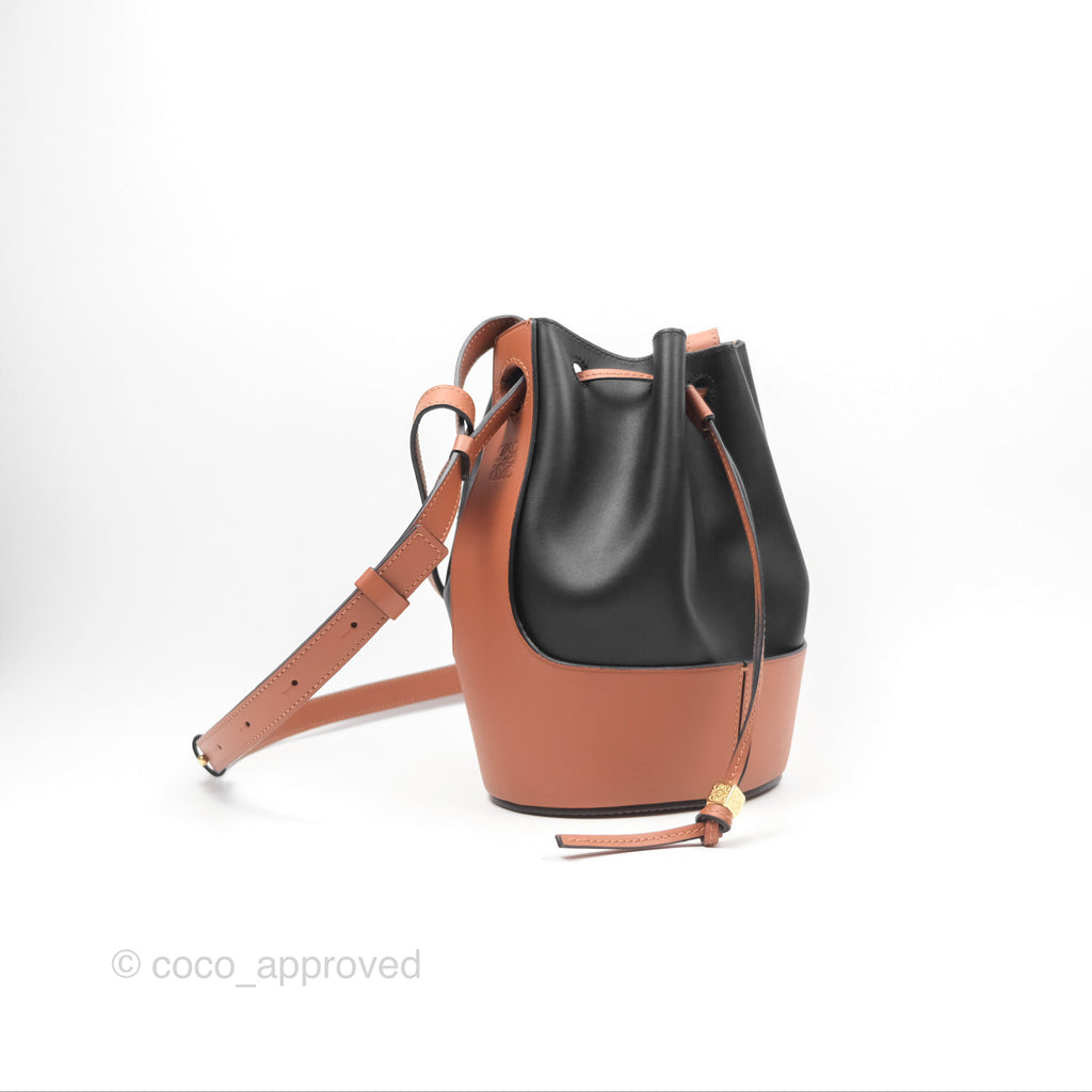 Loewe Small Balloon Bucket Bag Black Tan Calfskin