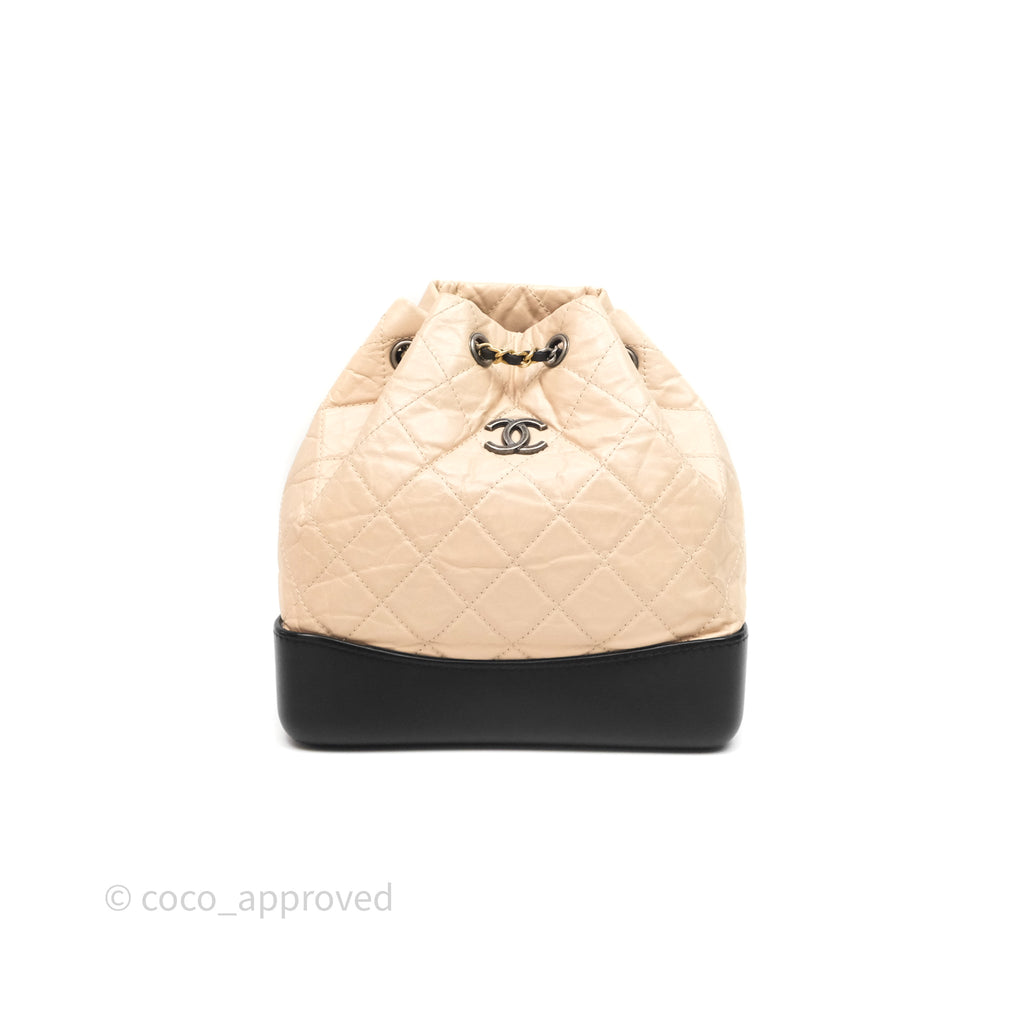 Chanel Quilted Small Gabrielle Backpack Black/Beige Aged Calfskin