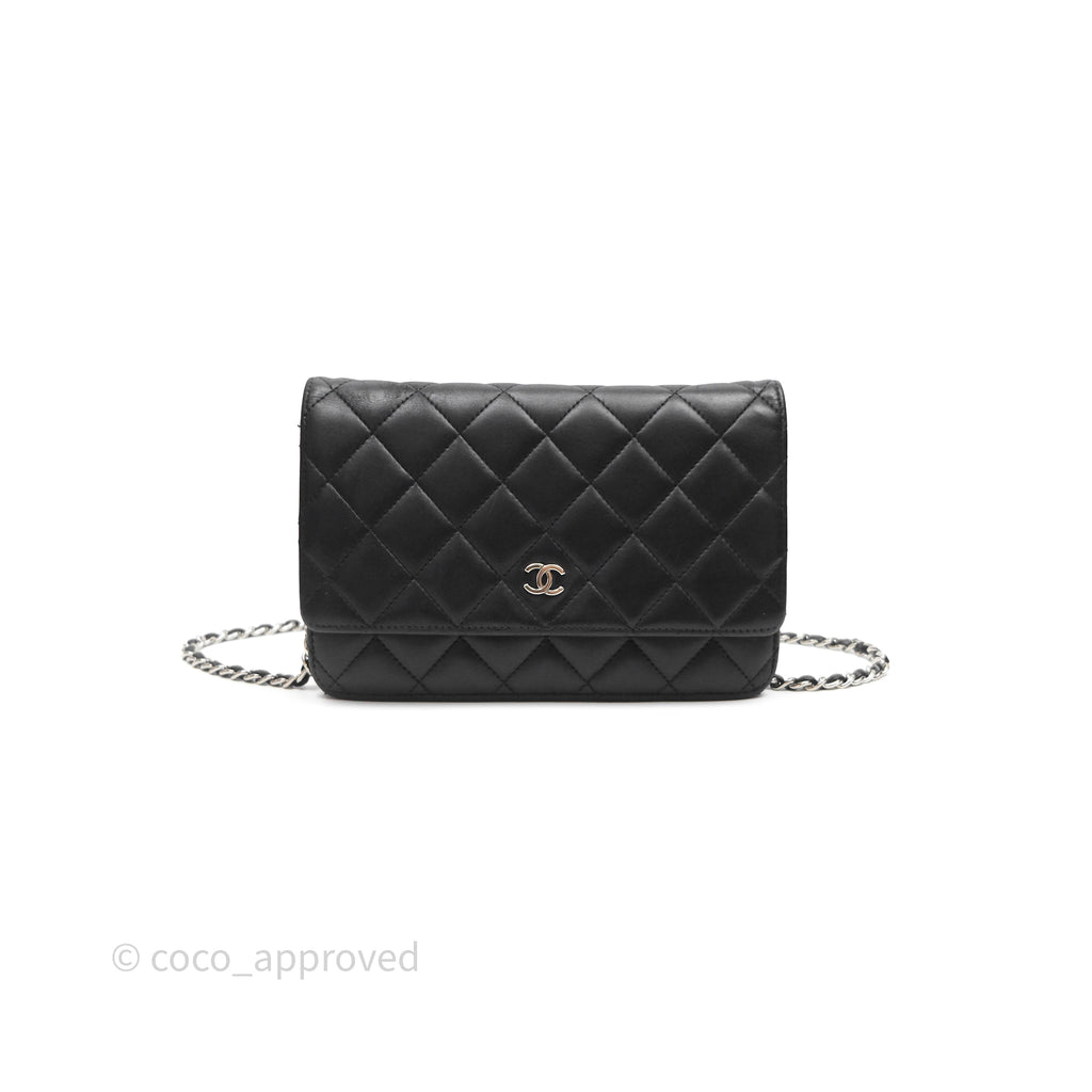 Chanel Quilted WOC Black Lambskin Silver Hardware