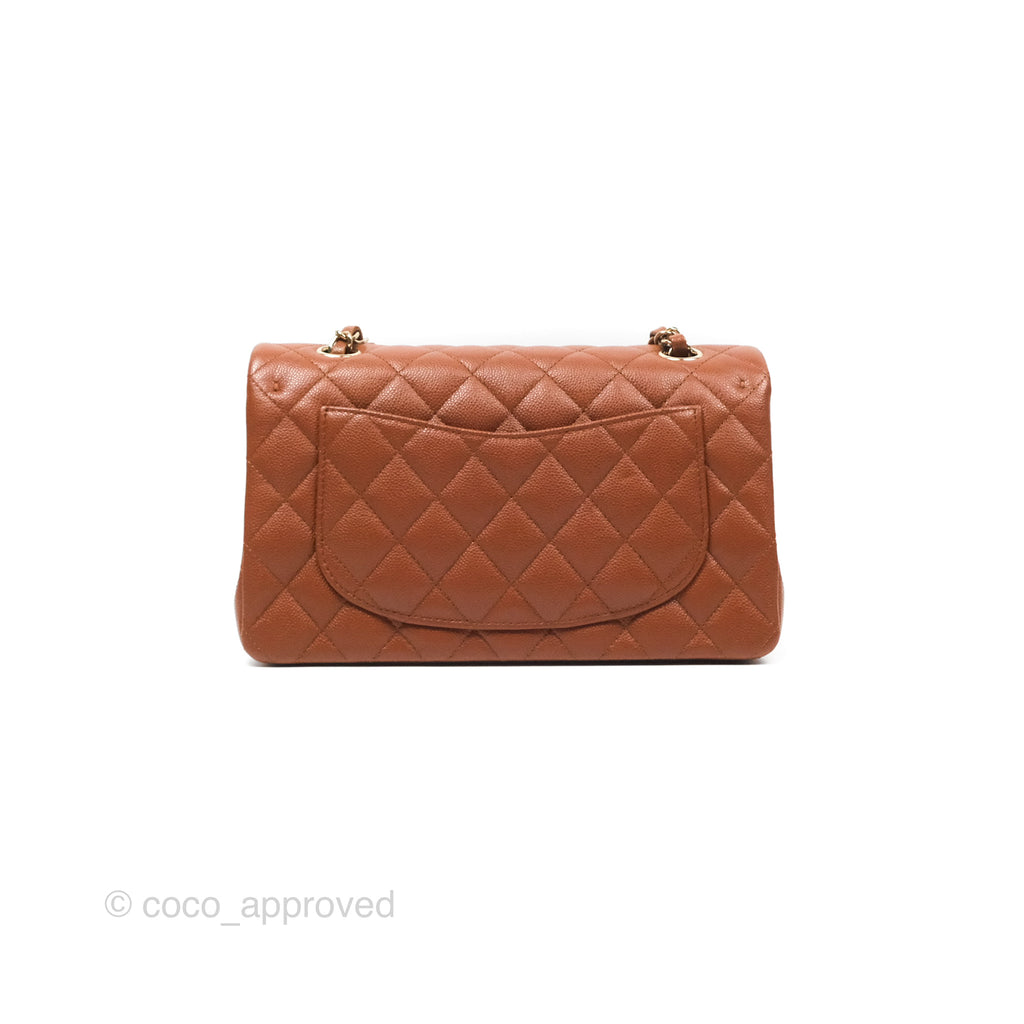 Chanel Small S/M Classic Flap Quilted Brown Caviar Gold Hardware