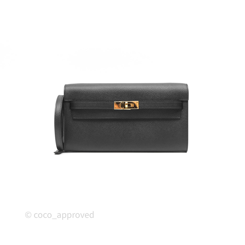Hermès Kelly To Go Wallet Noir 89 Black Epsom Gold Hardware