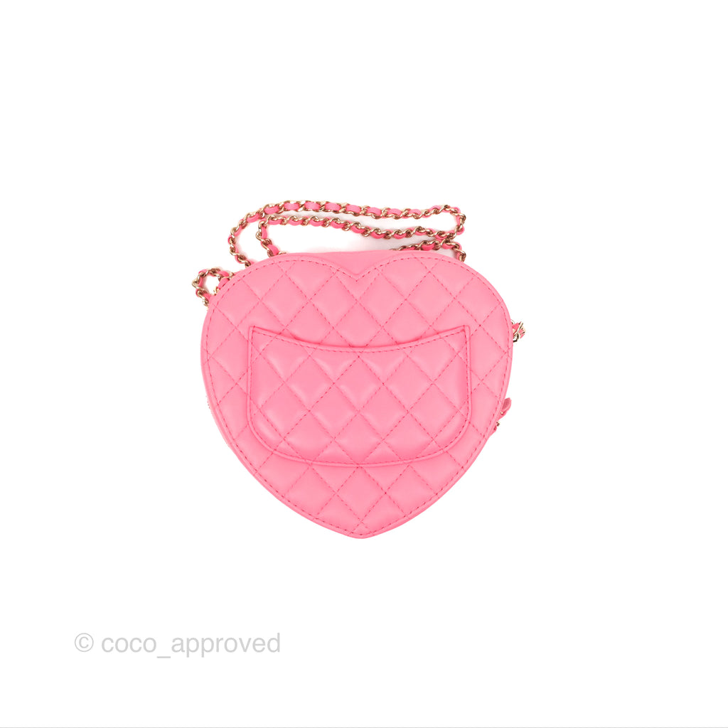 Chanel Large Heart Bag Pink Lambskin Gold Hardware 22S