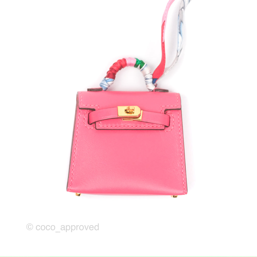 Hermès Kelly Twilly Around Bag Charm Pink Tadelakt Gold Hardware