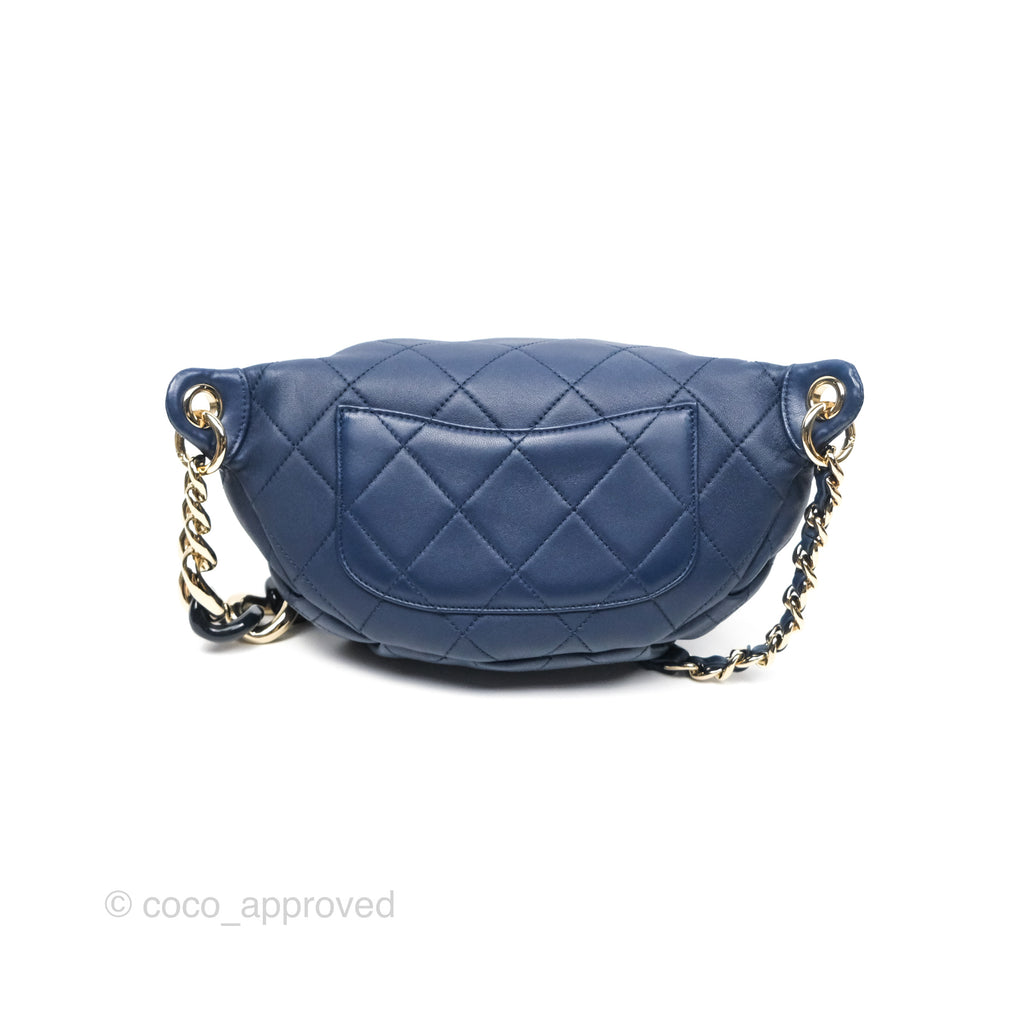 Chanel Resin Bi-Color Chain Belt Bag Navy Lambskin Gold Hardware