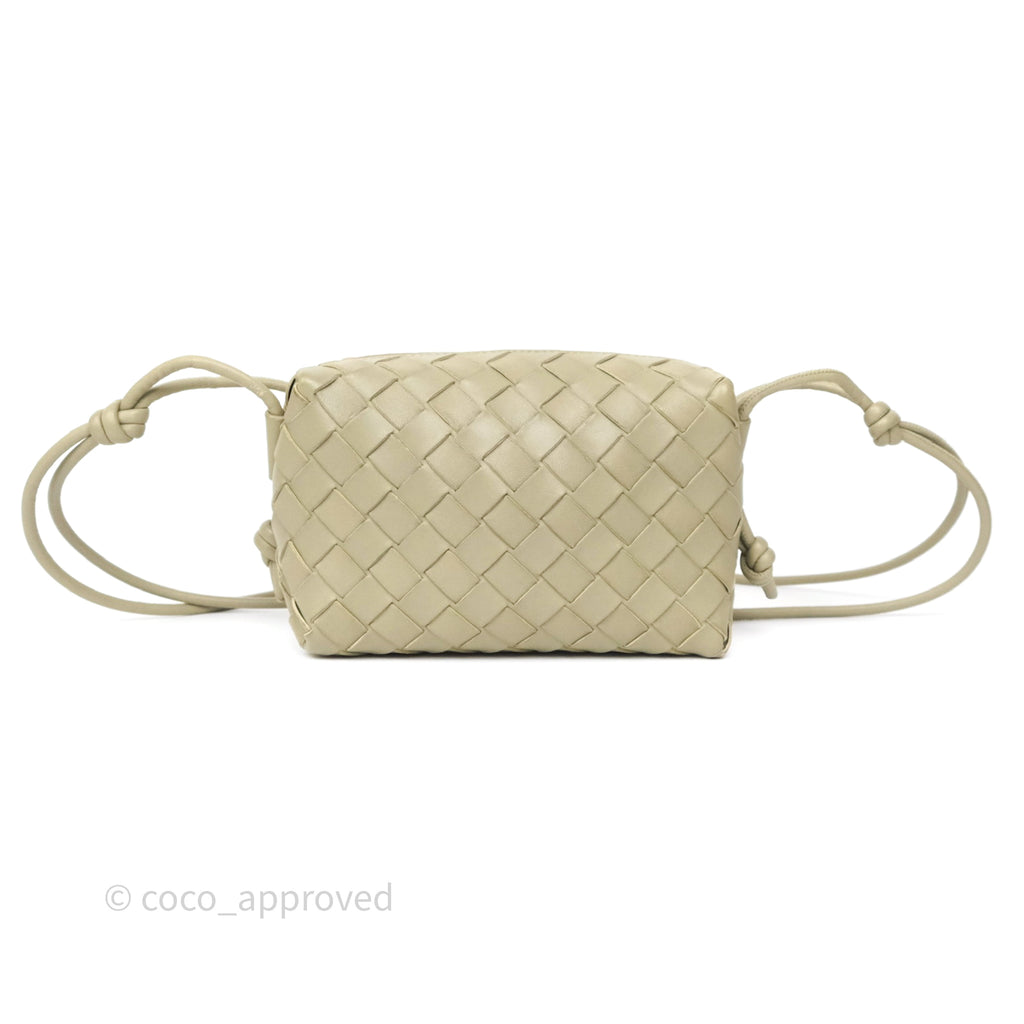 Bottega Veneta Mini Loop Camera Bag Intrecciato Lambskin Travertine