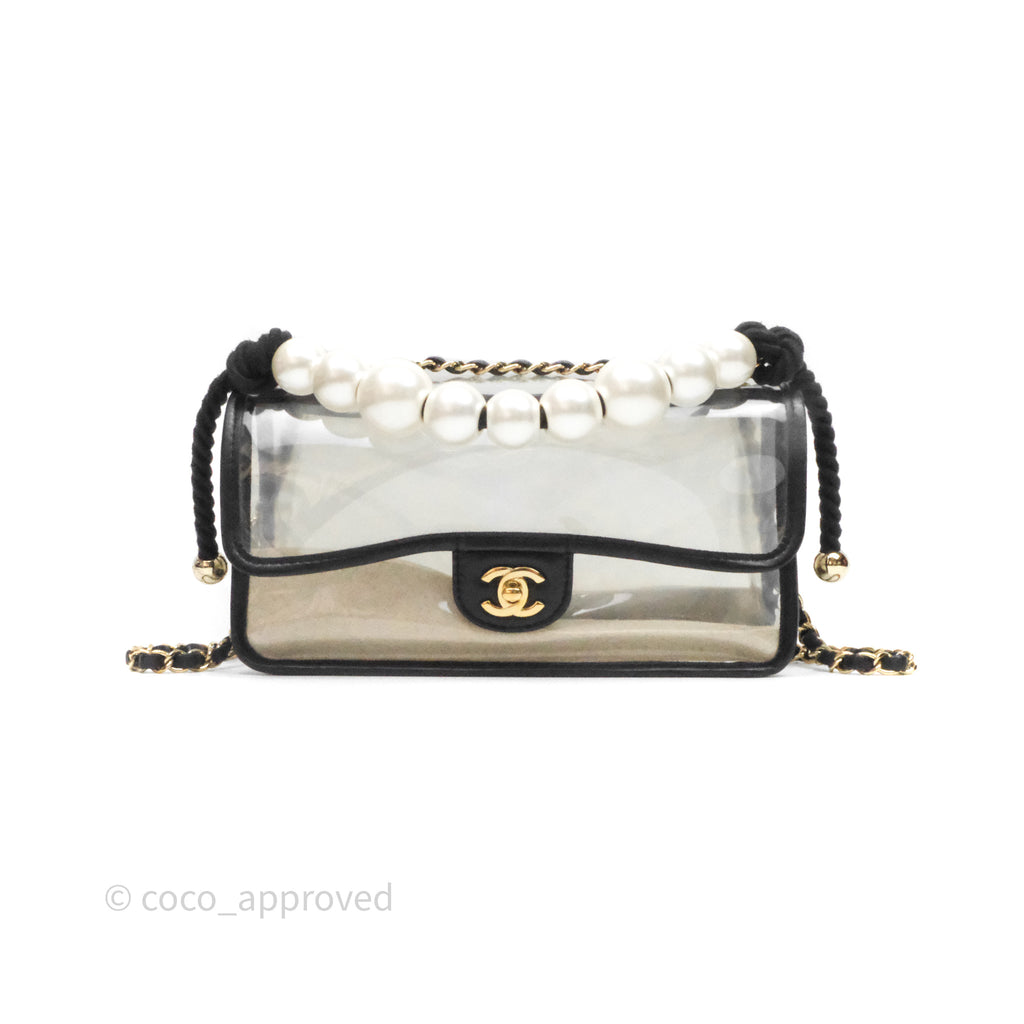 Chanel Medium Sand By The Sea PVC Flap Black Lambskin Gold Hardware