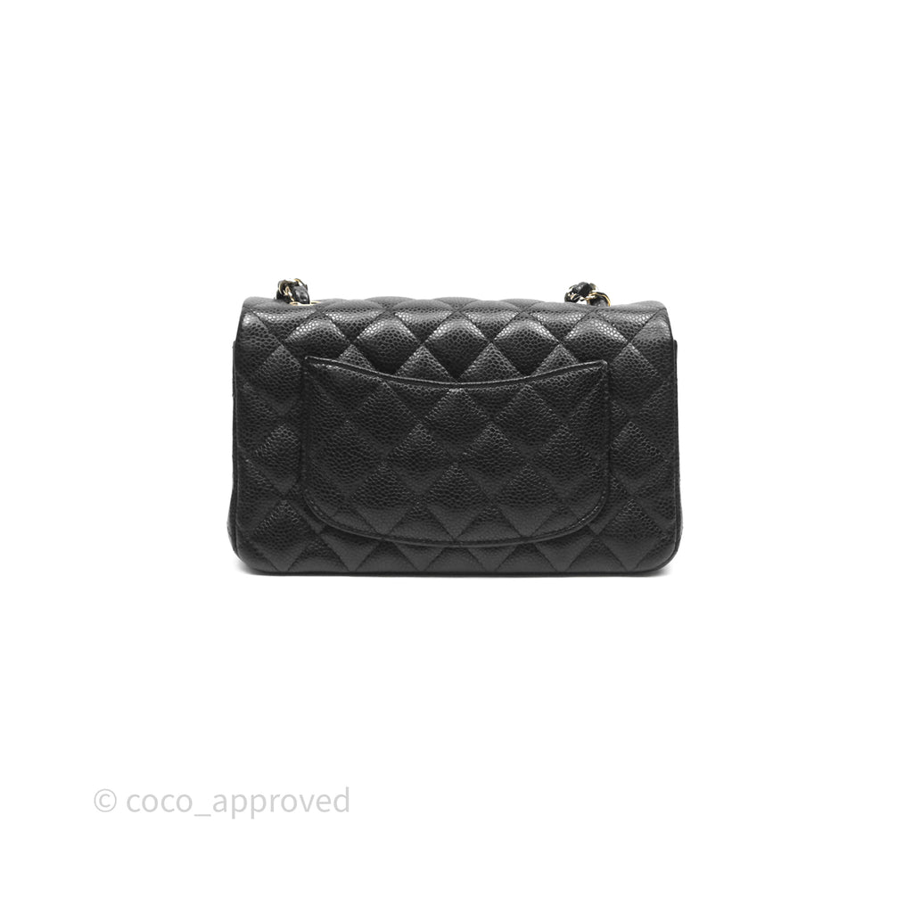 Chanel Quilted Mini Rectangular Black Caviar Gold Hardware