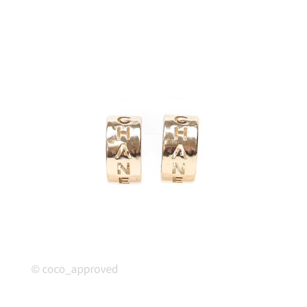 Chanel Logo Hoop Ear Clips Gold Tone 20P