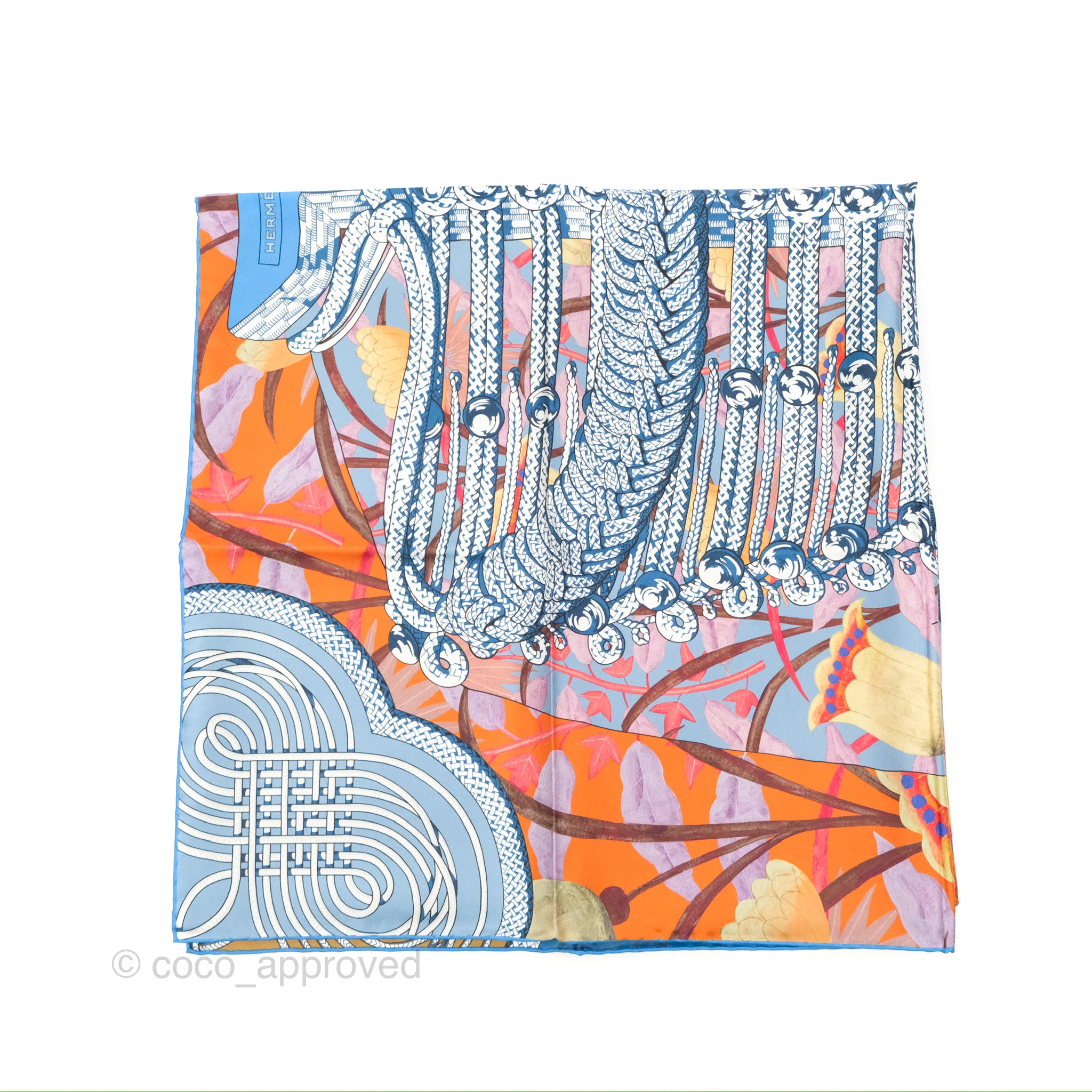 【きなこ】HERMES　Brandebourgs　額装品 Hermès Brandebourg Double Face Scarf - Vintage Lux