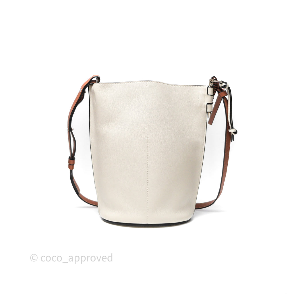 Loewe Gate Bucket Handle Bag Soft White Grained Calfskin