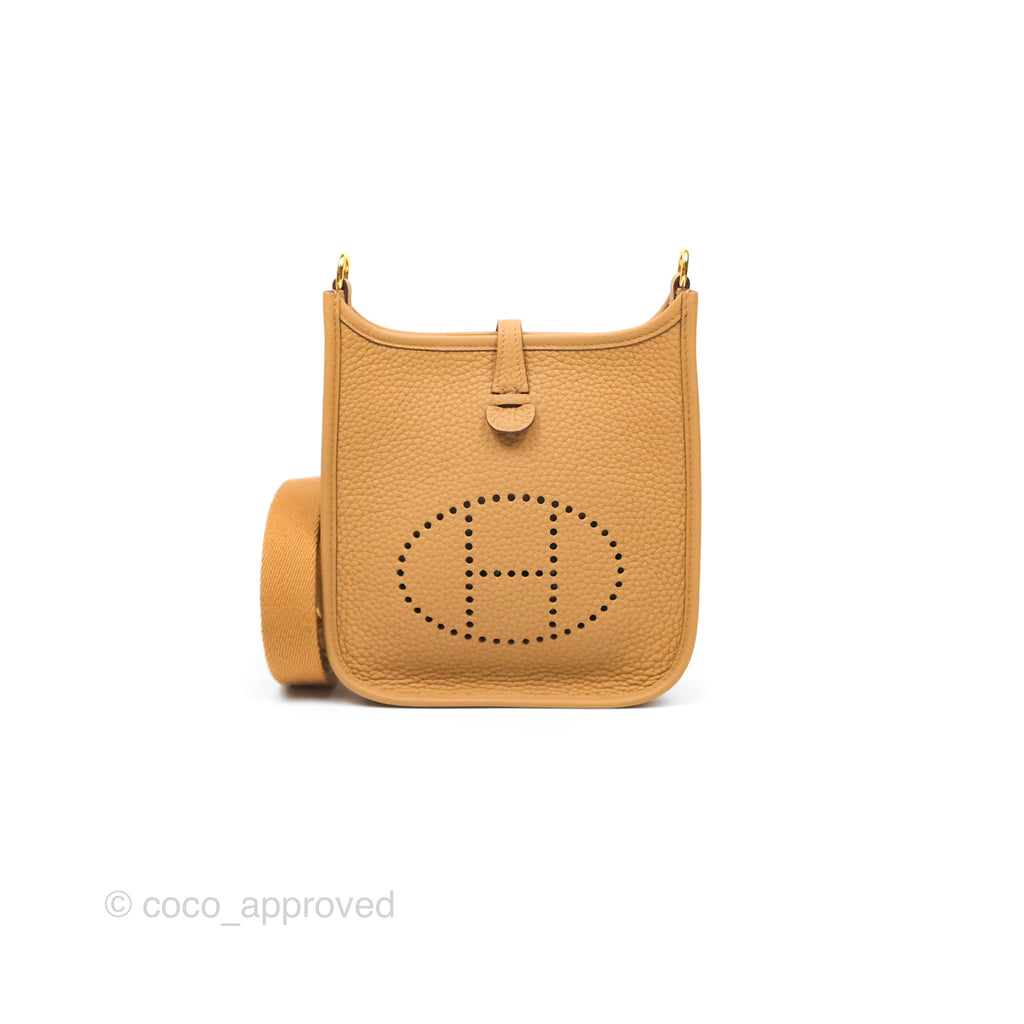 Hermès Mini Evelyne 16 Biscuit 48 Taurillon Clemence Gold Hardware