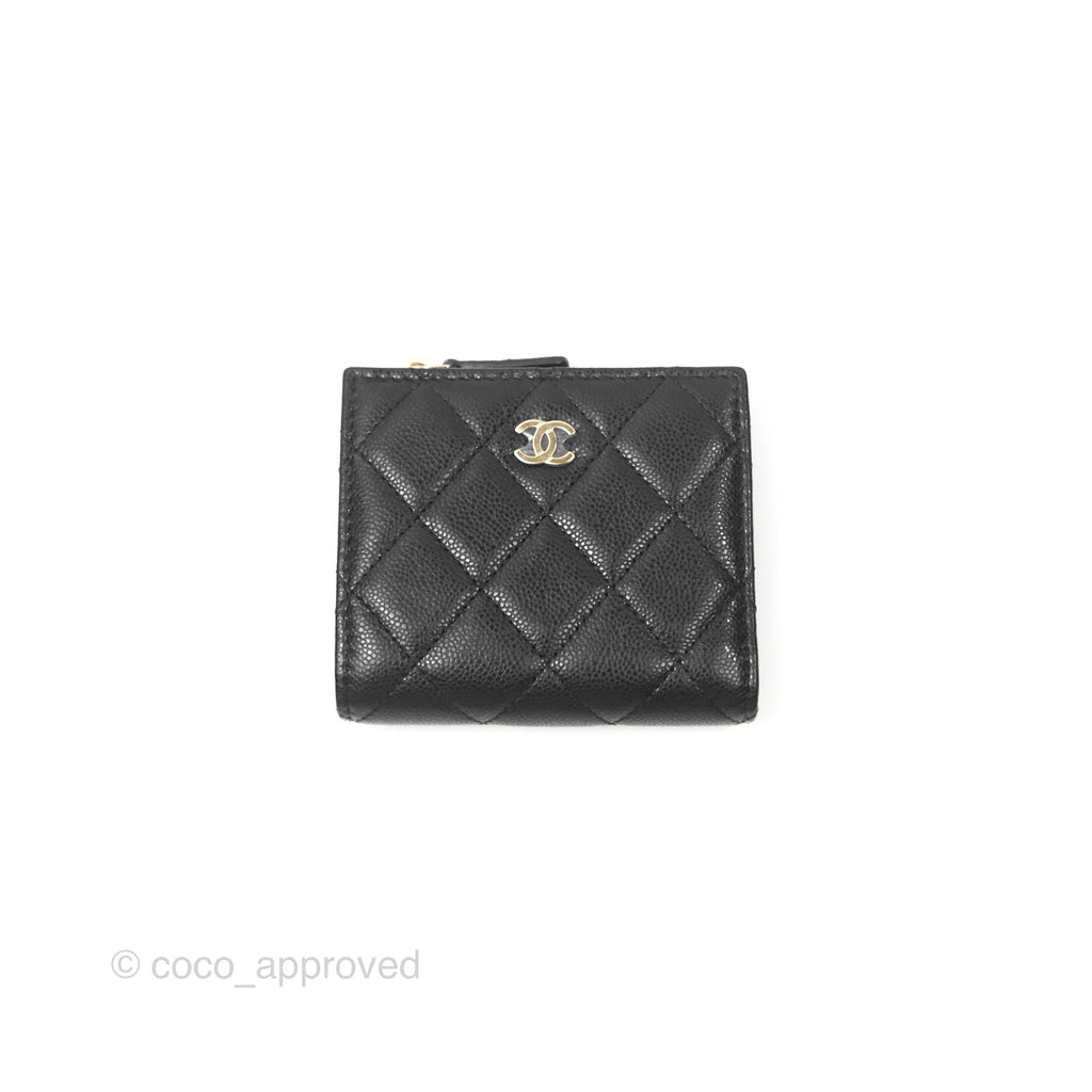 Chanel Compact Wallet Black Caviar Gold Hardware 23A