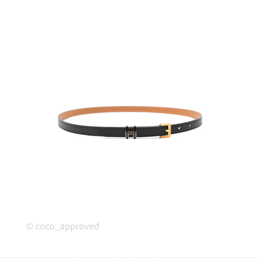 Hermès Pop H 15 Belt Noir Epsom Rose Gold Hardware