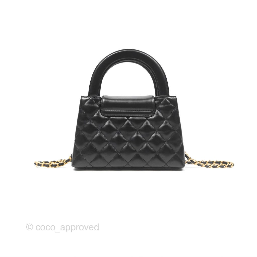 Chanel Kelly Bag Quilted Black Shiny Calfskin Aged Gold Hardware