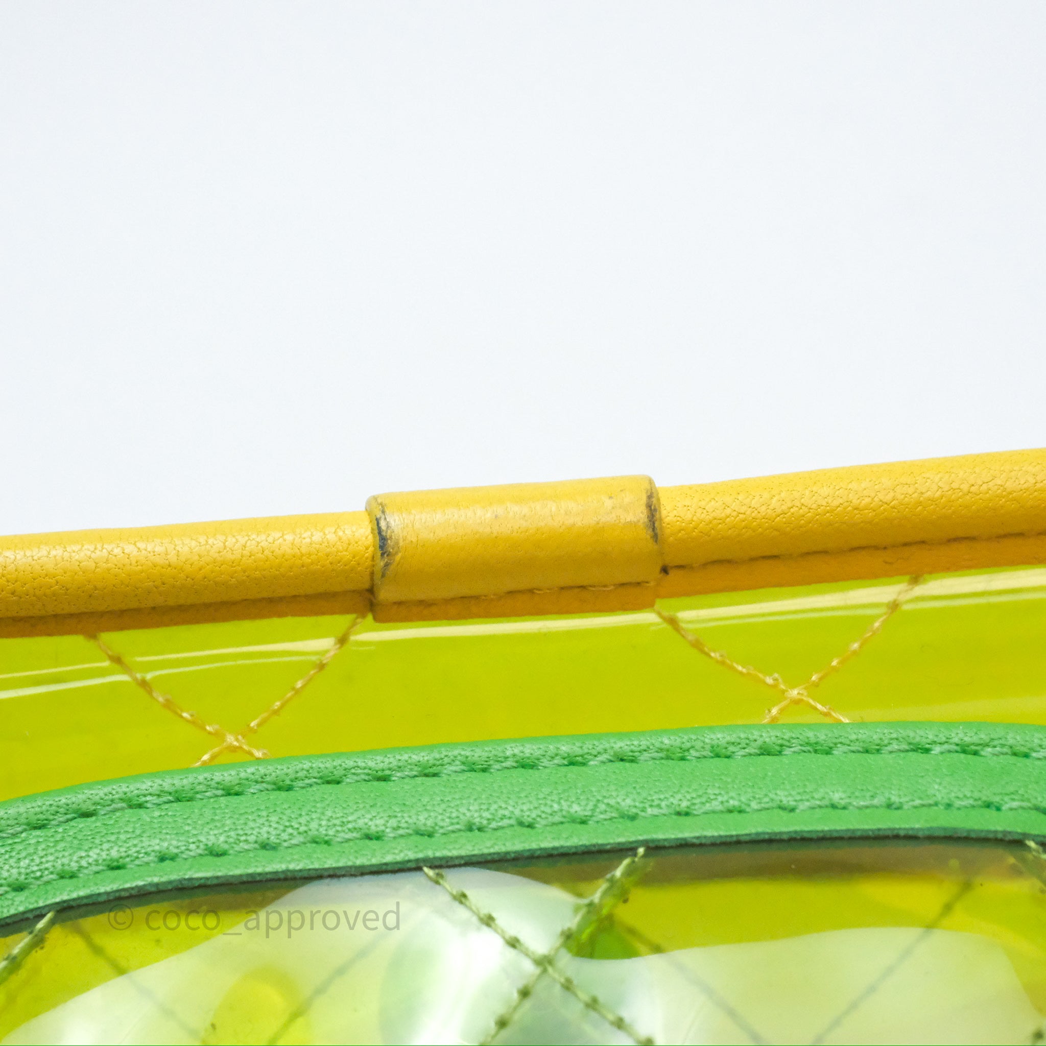 Chanel Coco Yellow Green Silver #314219C50B Chanel Yellow Quilted Calfskin Mini Coco Handle Silver  main image 3