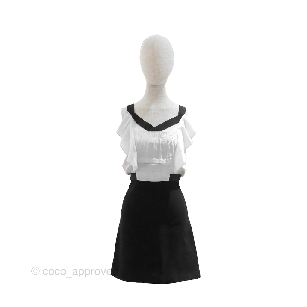 Miu Miu Sleeveless Ruffle Dress Black/ White