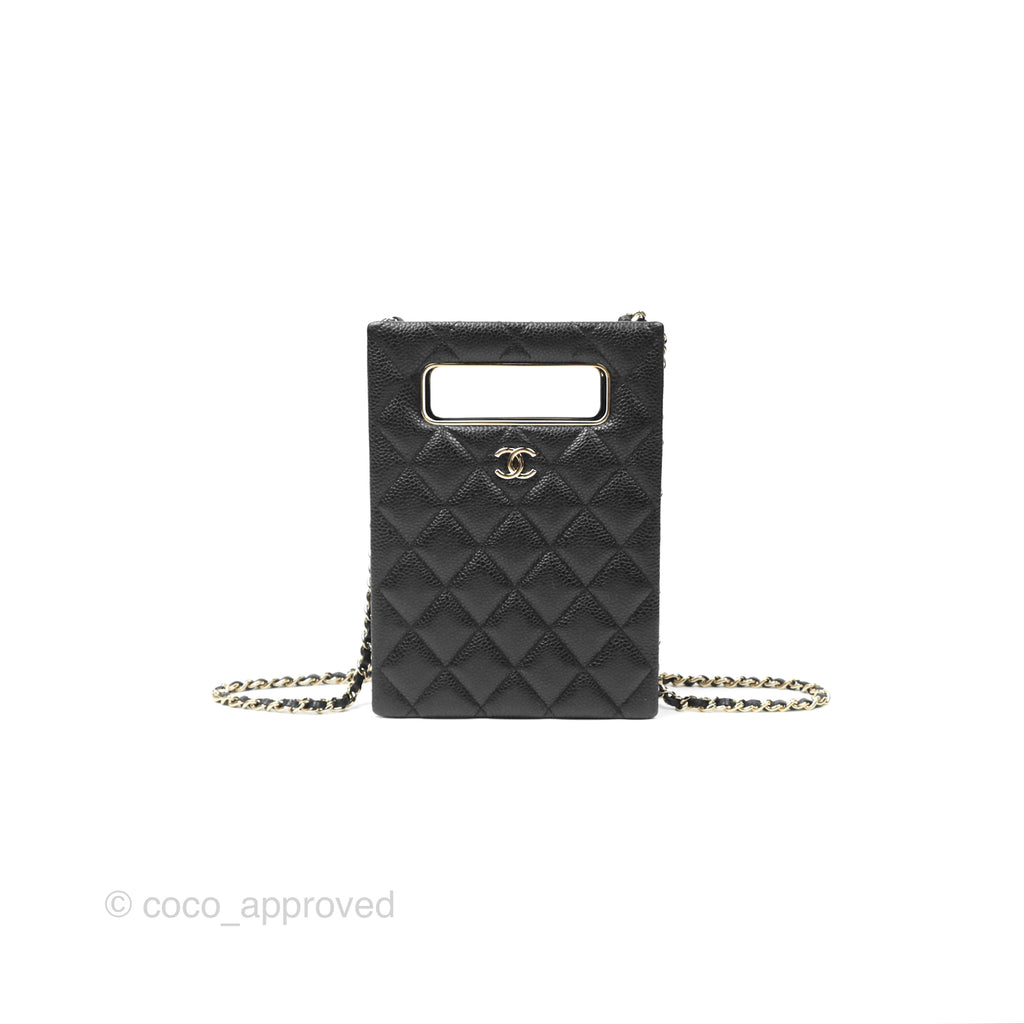 Chanel Evening Bag Caviar Black Gold Hardware 22S