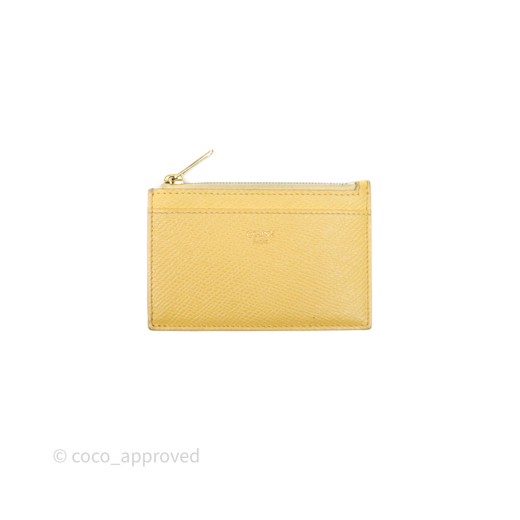 Celine Zipped Card Holder in Grained Calfskin Yellow