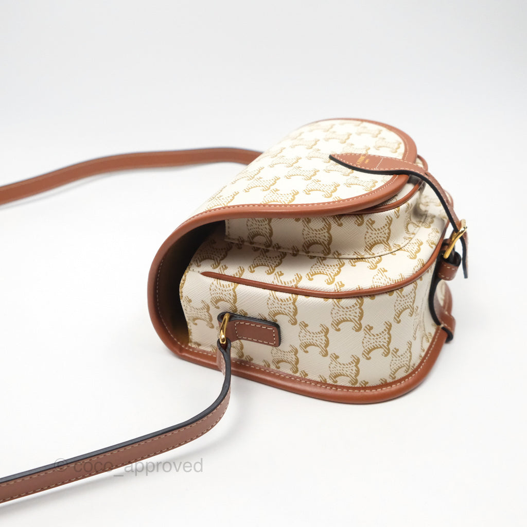 Celine Medium Folco Bag Triomphe Canvas White