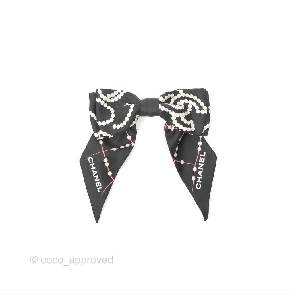 Chanel Bow Silk Hair Accessory Black 