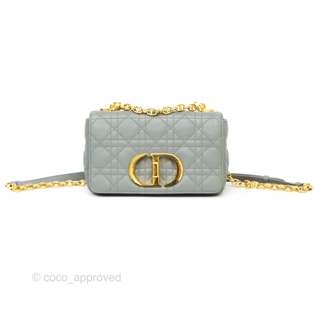 Dior Small Caro Bag Grey Supple Cannage Calfskin
