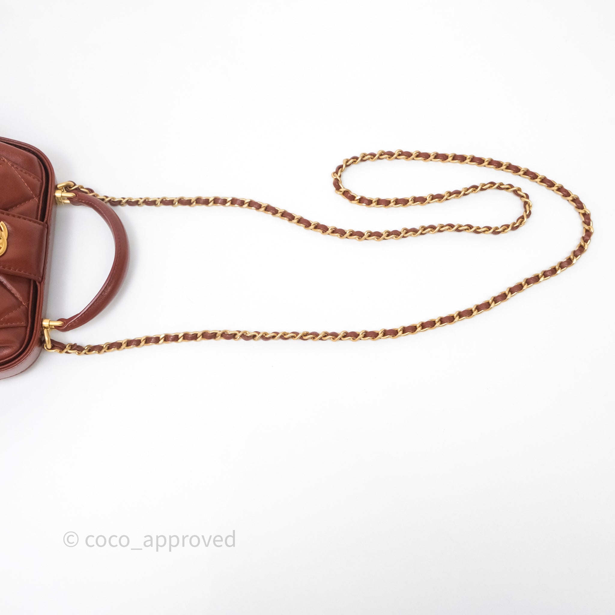 Chanel Mini Cocodoc Doctor Bag Quilted Brown Shiny Lambskin Aged