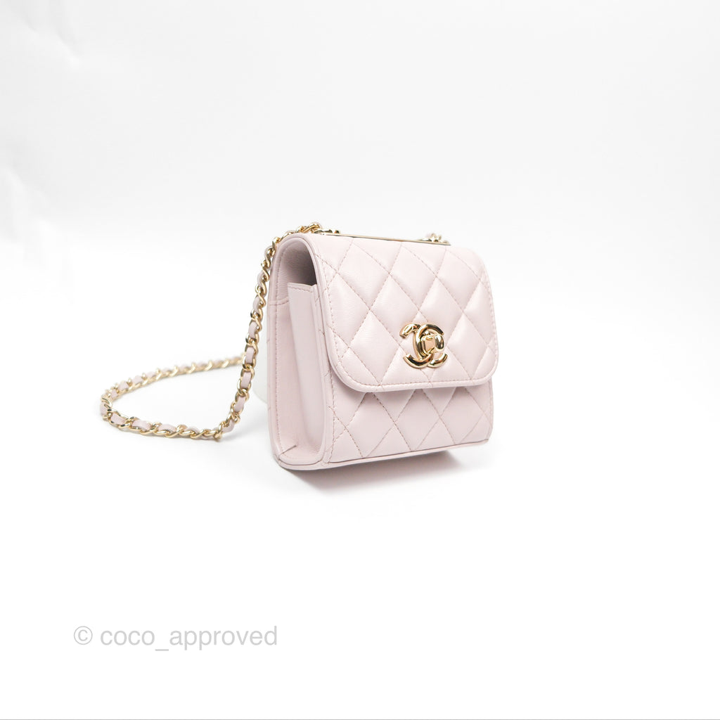 Chanel Mini Quilted Trendy CC Clutch With Chain Light Pink Lambskin Gold Hardware