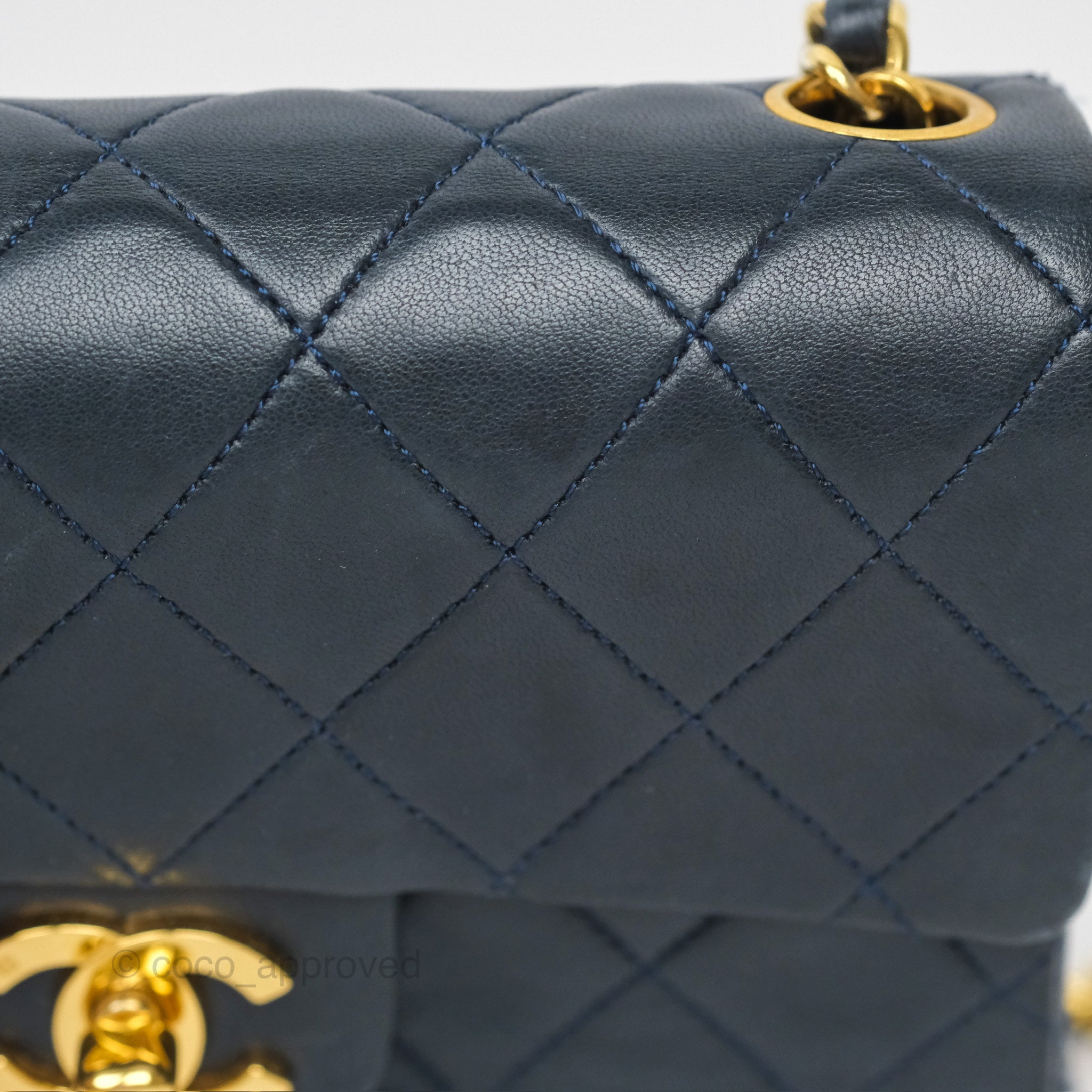 Chanel Vintage Mini Square Navy Lambskin 24K Gold Hardware – Coco