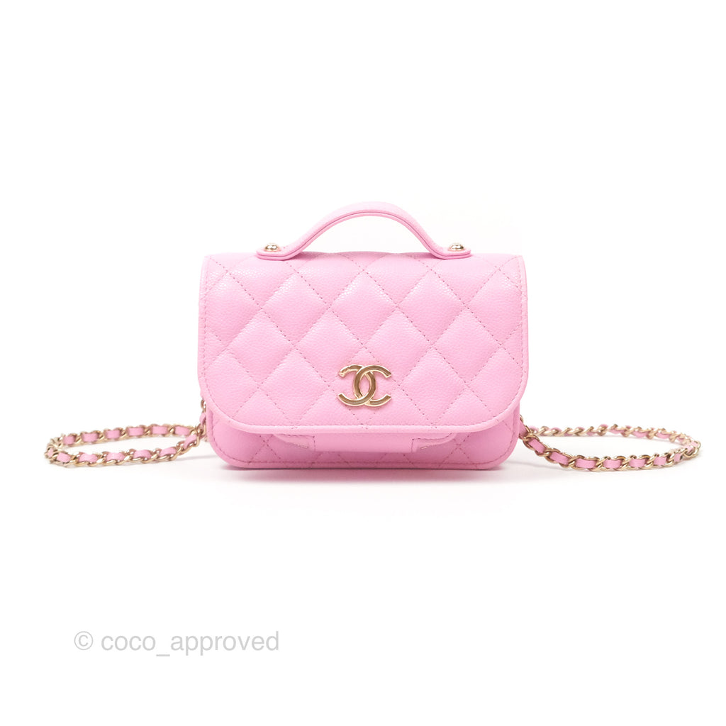 Chanel Business Affinity Clutch With Chain Pink Caviar Gold Hardware