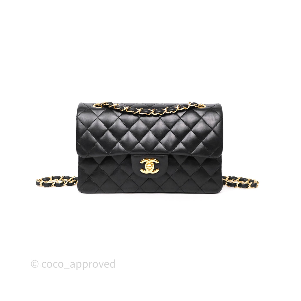 Chanel Small Classic Flap Quilted Black Lambskin Gold Hardware