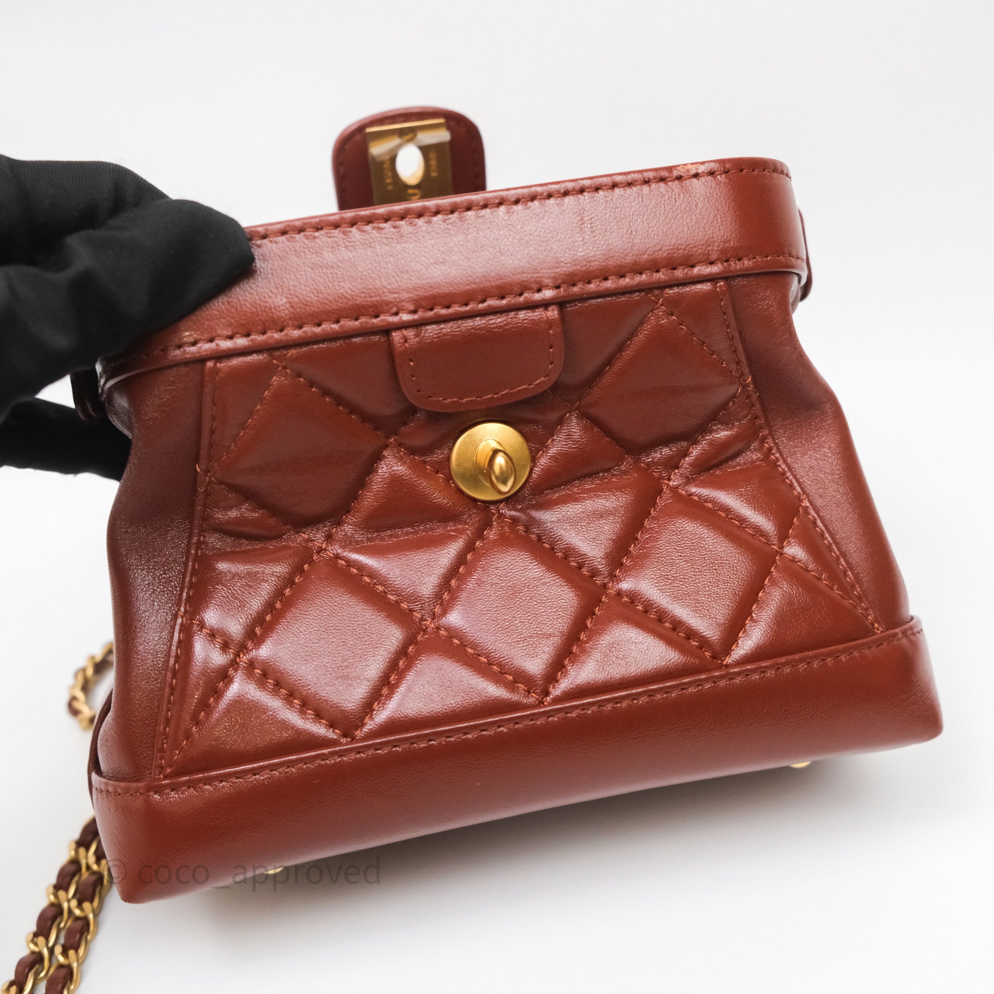 Chanel Mini Cocodoc Doctor Bag Quilted Brown Shiny Lambskin Aged
