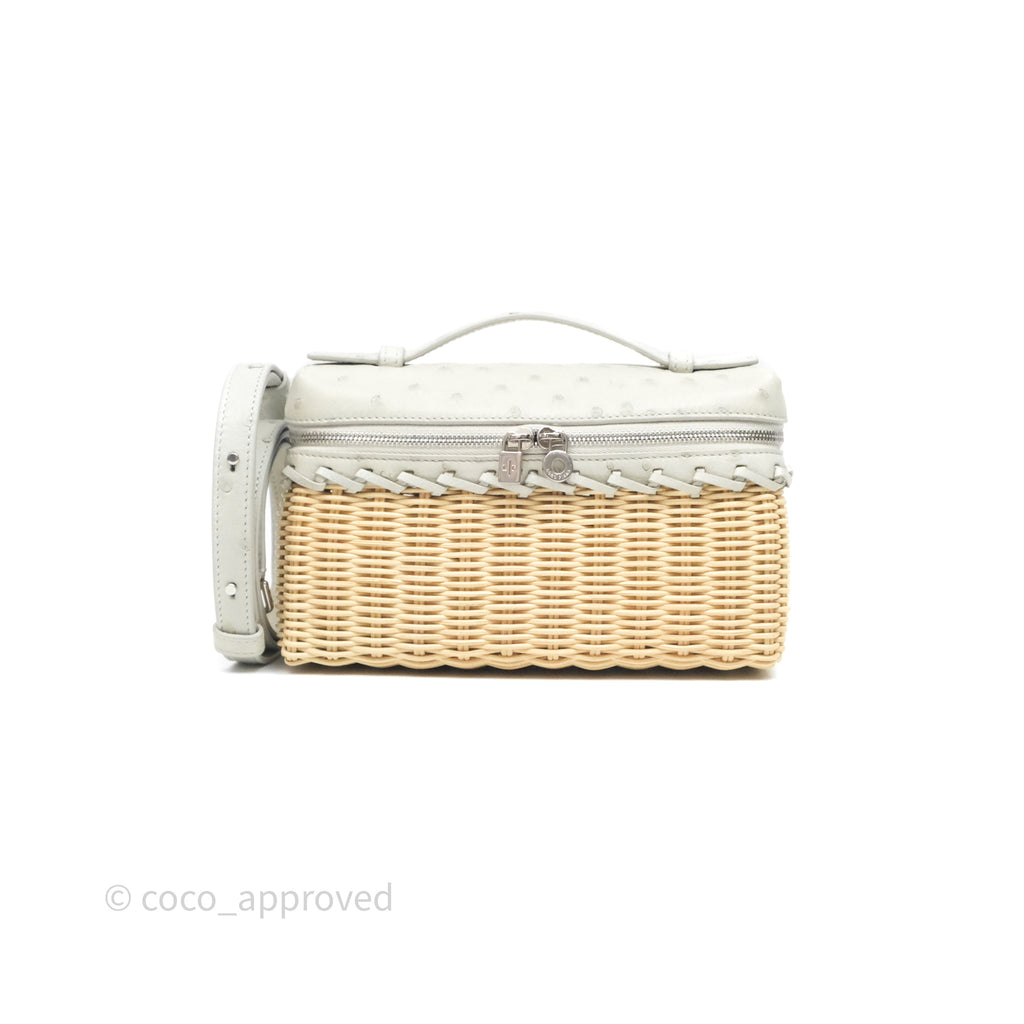 Loro Piana Extra Pocket L19 Light Blue Ostrich Silver Hardware