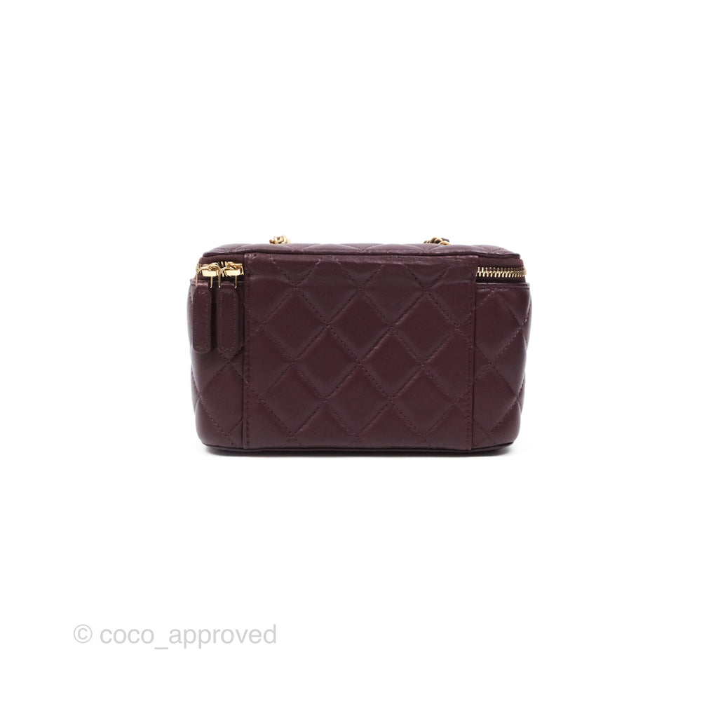 Chanel Pearl Crush Vanity With Chain Burgundy Lambskin Aged Gold Hardware