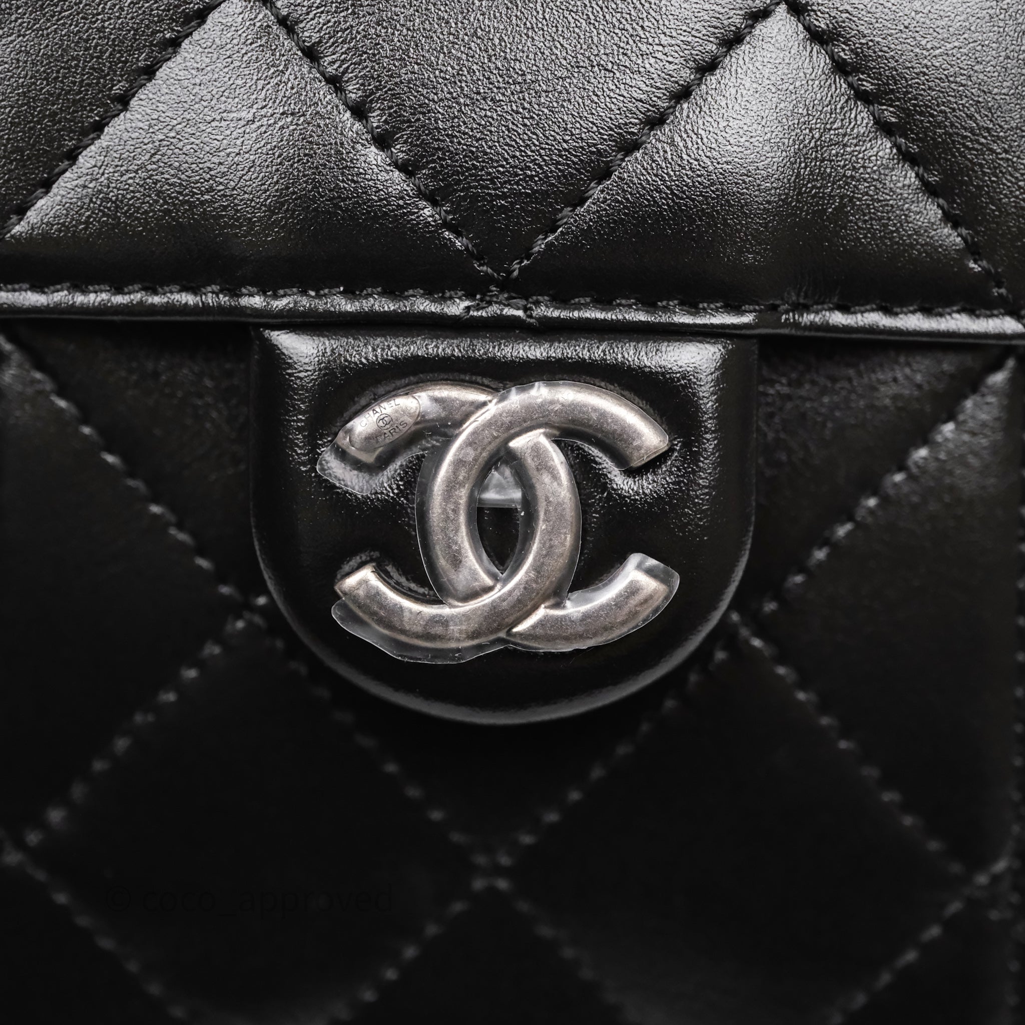 Chanel 25 Mini Black Shiny Crumpled Calfskin Mixed Hardware – Coco