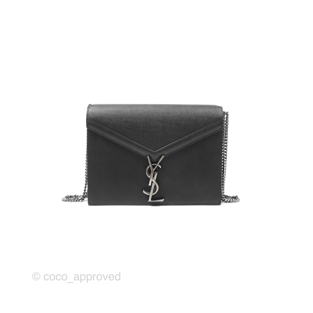 Saint Laurent Cassandra in Grain De Poudre Embossed Leather Black