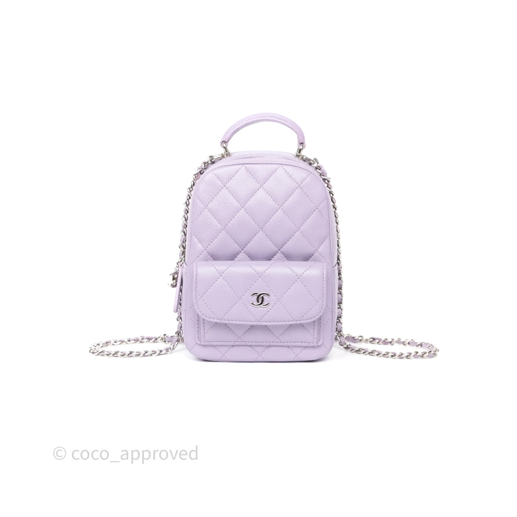 Chanel Classic Mini Backpack Purple Caviar Silver Hardware