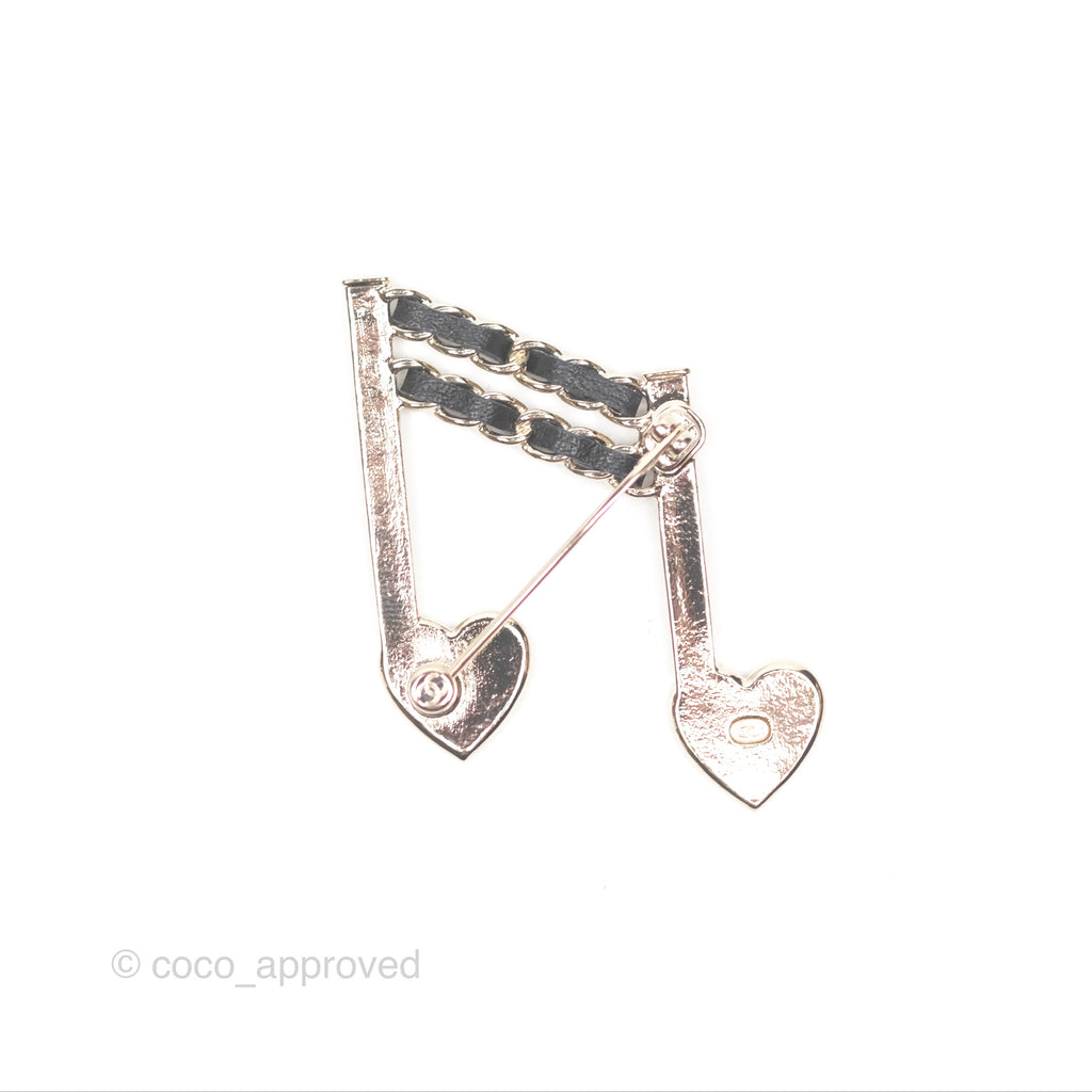 Chanel Heart Studded Street Style With Jewels Brooch Gold Tone 24A